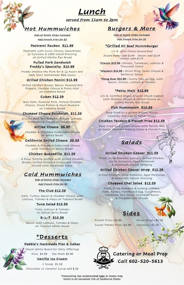 Hummingbirds Cafe Menu image 1