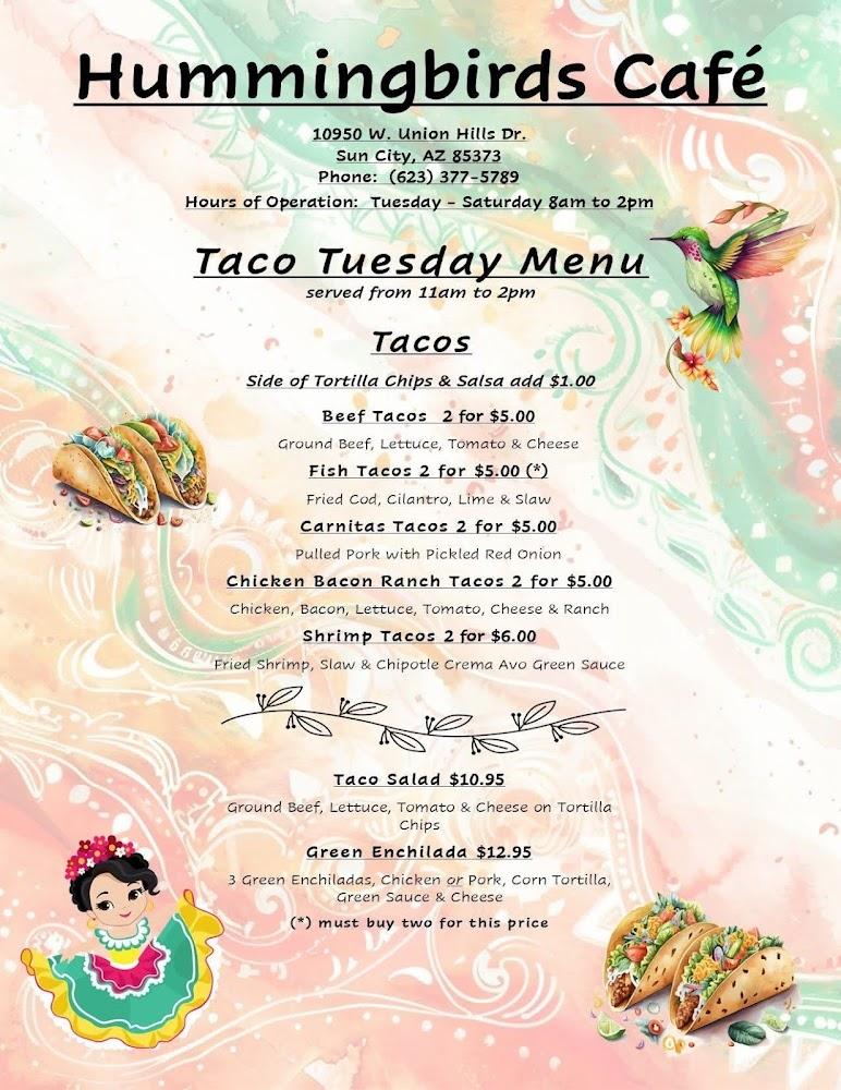 Hummingbirds Cafe Menu image 3